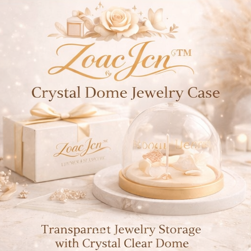 ZoacJcn™ Crystal Dome Jewelry Case – Transparent Jewelry Storage Display Box for Rings, Earrings & Luxury Gift Presentation