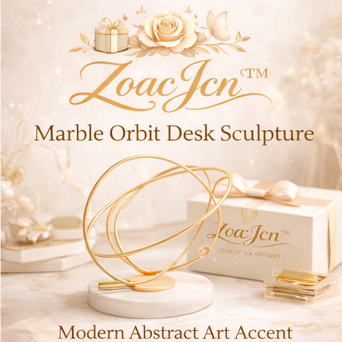 ZoacJcn™ Marble Orbit Desk Sculpture – Modern Abstract Decor Accent for Home Office, Coffee Table & Creative Spaces